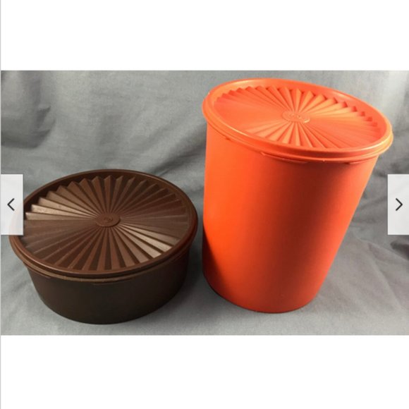 2 Vtg Tupperware #805+#1204 Servalier Seal Lid Canisters 8c & 17c Containers - Picture 7 of 11